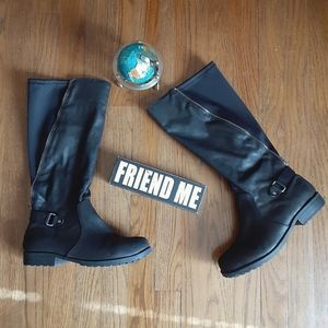 Faux Leather Stretch Biker Boot